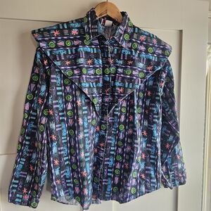 Wahon Wheel Rodeo Colorful Geometric Button Down Shirt